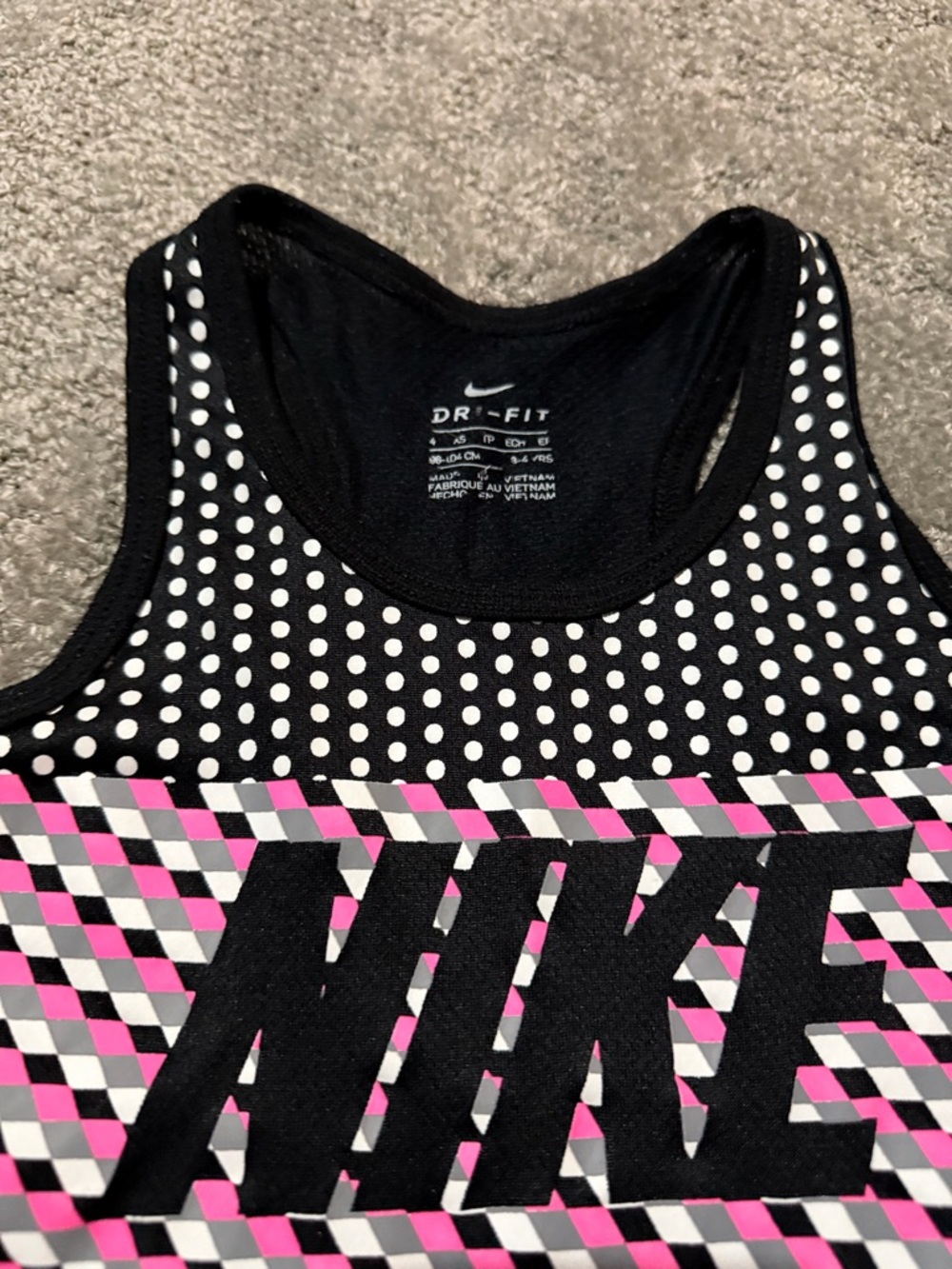 NIKE‎ XS(4) young girls tank top black pink white super soft and cute - Picture 5 of 7